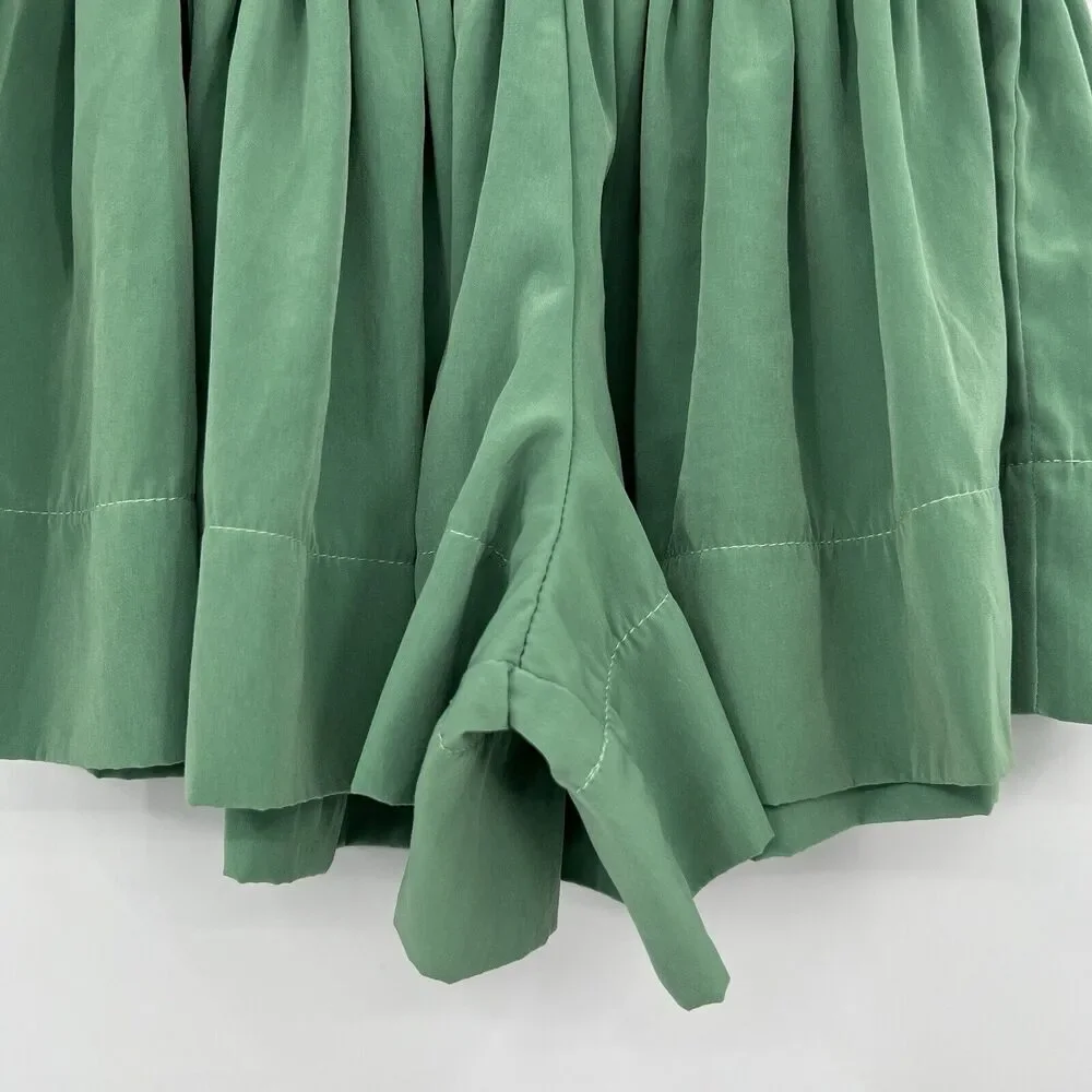 KOCH Erica Shorts Women's Size XS Skirt Skort Pleated Green Pull On Smocked Boho - Picture 4 of 9